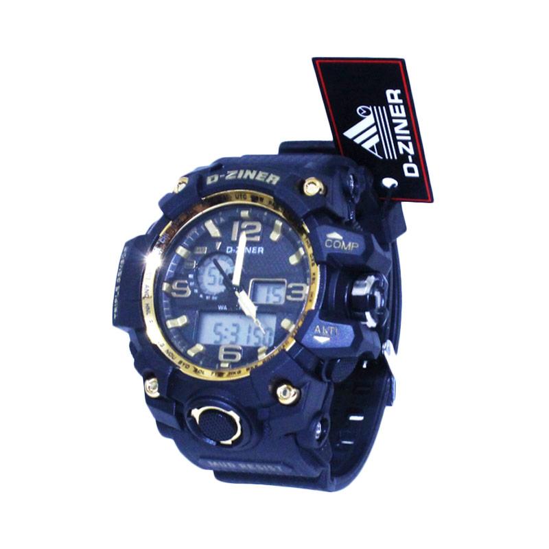 D-Ziner Sporty Dual Time Rubber Strap DZ8119 Jam Tangan Pria - Hitam Gold