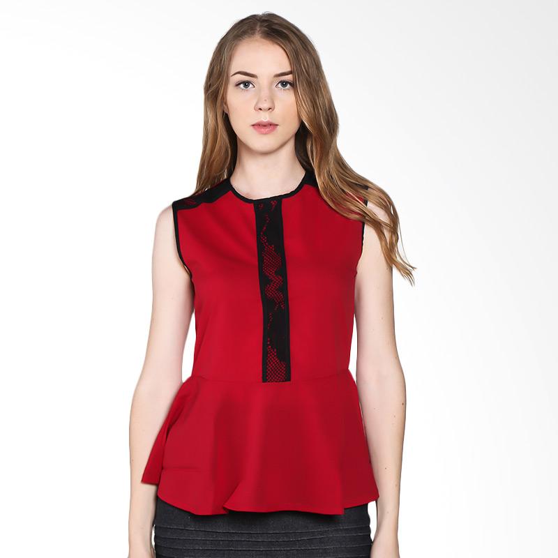 Urban Connexion UC-F-S002 Women Titania Shirt with Lace - Deep Red