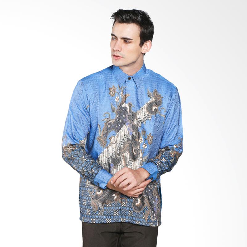 Batik Waskito KB LE 18190 Dobby Hologram Silk Long Sleeve Shirt - Blue