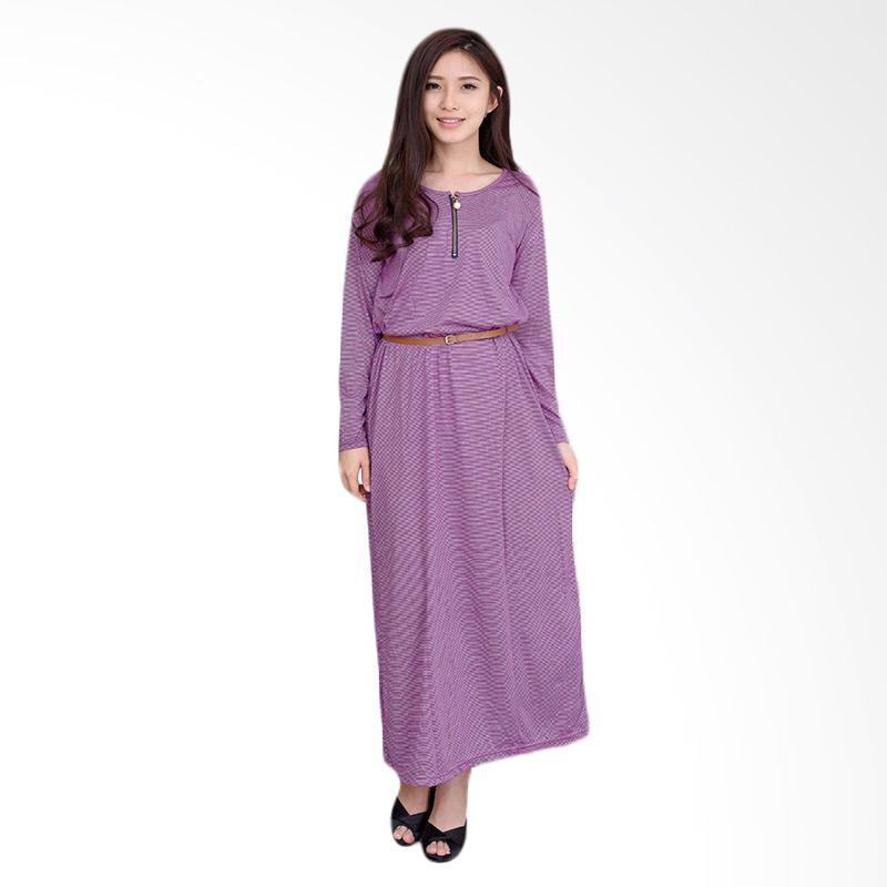 Jfashion Variasi Seleting Tangan Panjang Aurel Dress Wanita - Purple