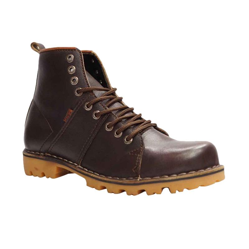 Dr.Faris Footwear 407 SWC Leather Boots Sepatu Boots - Brown