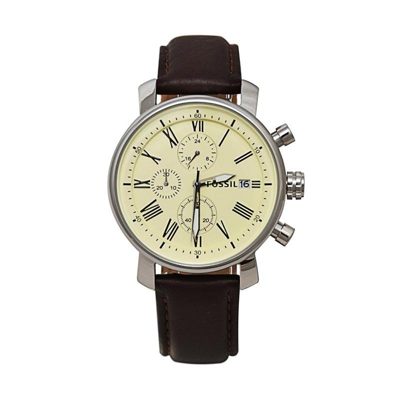 Fossil Rhett Chronograph Watch BQ 1007 Jam Tangan Fashion Pria - Cream Brown