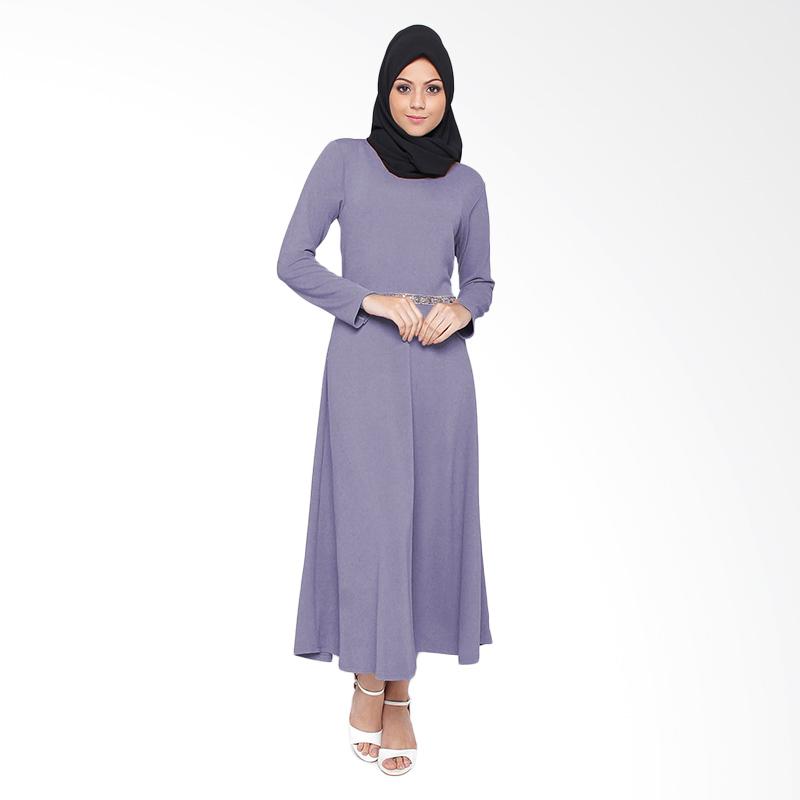 Jfashion Premium Gamis Polos variasi renda tangan Panjang - Diana Abu tua