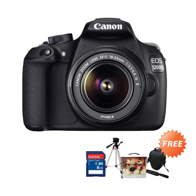Canon EOS 1200D Kit 18-55 IS Kamera DSLR - Black [18 MP] + Free SD 8 GB + Tripod + Tas + Eos Couple Bear