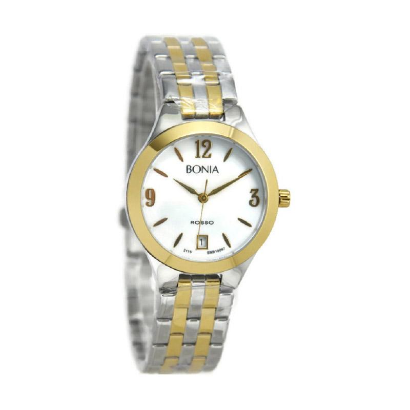 Bonia Rosso B10067-2255 Jam Tangan Wanita - Silver Kombinasi Gold Plat Putih