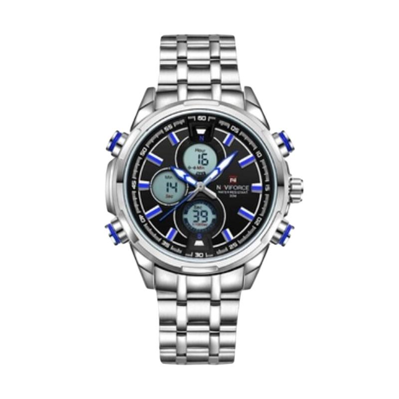 Naviforce Full Steel Quartz Digital LED Military Wrist Watch NF9049-A Jam Tangan Pria