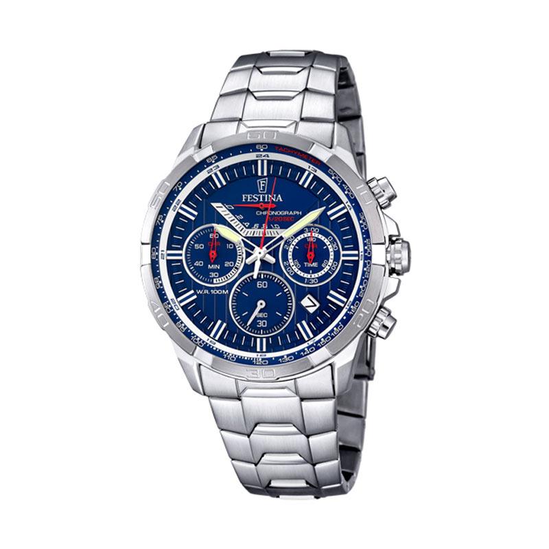 Festina Chronograph Stainless Steel Jam Tangan Pria - Blue Red Silver [FES F6836/3]