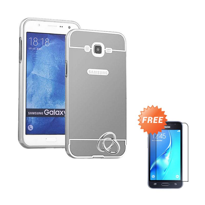Jual Jagostu Bumper Mirror Casing for Samsung Galaxy J2 J200 - Silver + Free Tempered Glass