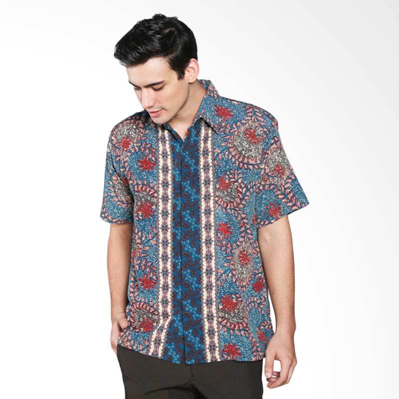 Batik Waskito Short Sleeve Silk Shirt HB 10566 Batik Pria - Torquise