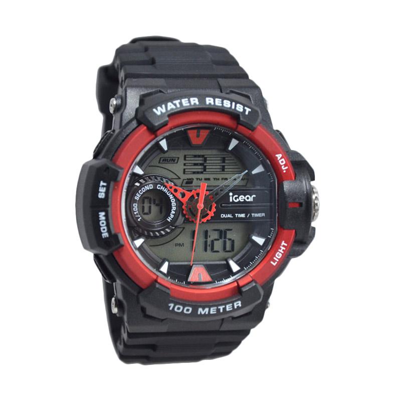 iGear Water Proof D48H320iG64-1968MHT RUbber Strap Dualtime Sporty Jam Tangan Pria