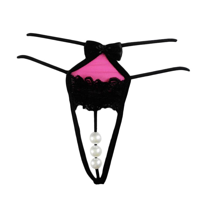 Jakarta Lingerie G-string Sexy Strip Open Crotch JLG079C - Black Pink