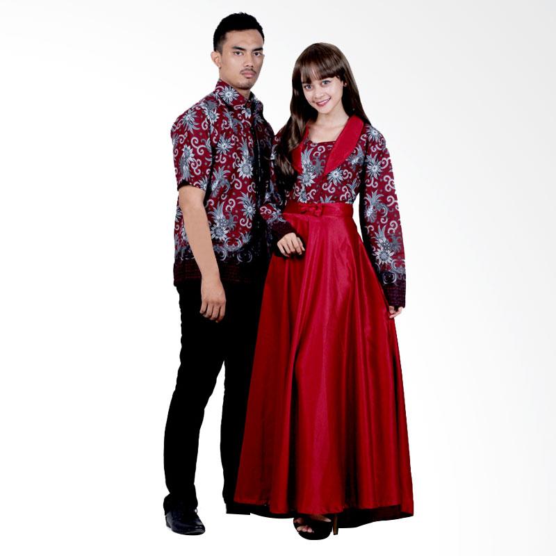 Batik Putri Ayu Solo Sarimbit SRG115 Batik Gamis Modern - Merah