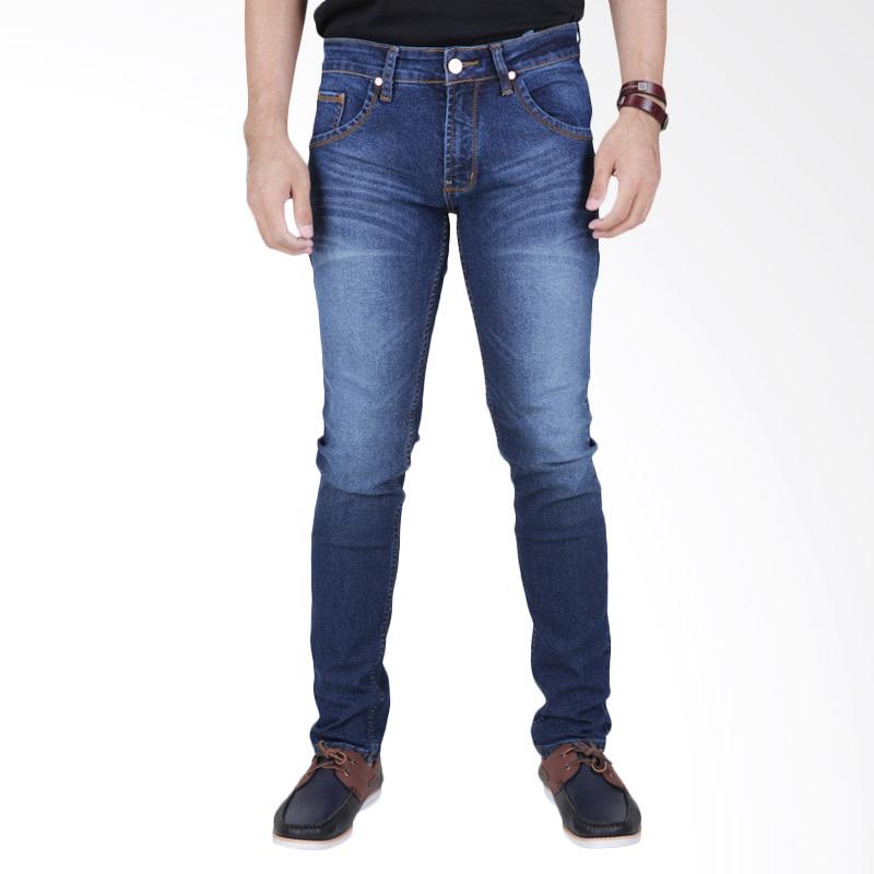 Denzer Denim Comfort Stretch Stripes Pocket Skinny Jeans - Faded Blue