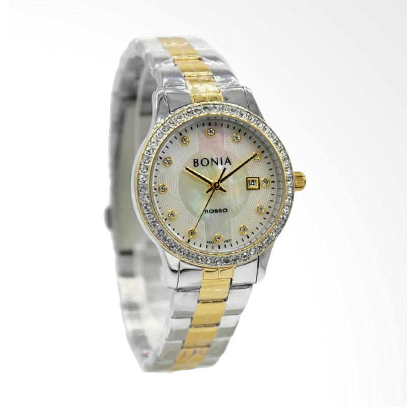 Bonia Rosso BNB10277-2157S Jam Tangan Wanita - Silver Kombinasi Gold Plat Putih
