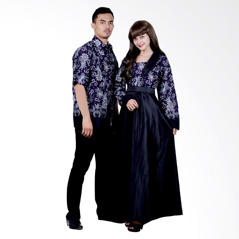 Batik Putri Ayu Solo Sarimbit SRG115 Batik Gamis Modern - Hitam