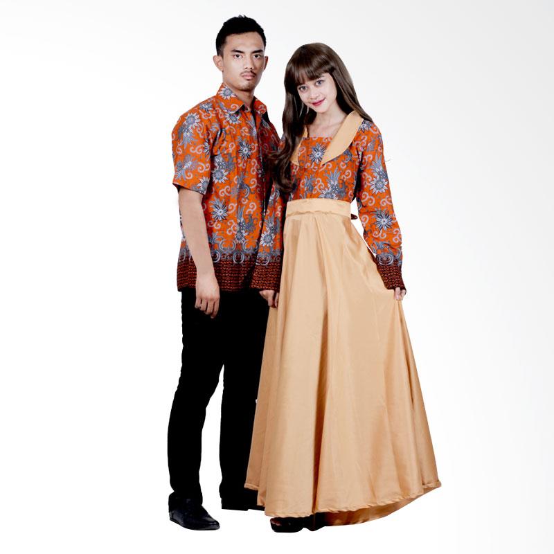 Batik Putri Ayu Solo Sarimbit SRG115 Batik Gamis Modern - Orange
