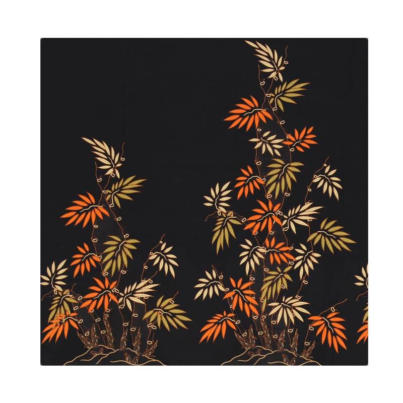 Cek Batik Motif Unik Bambu Kain Batik - Kombinasi Warna [Orange,Hijau,Cream Muda]
