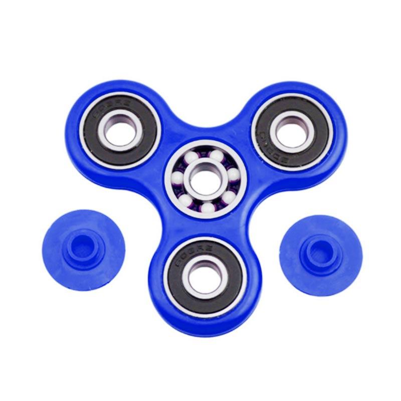 Jual Fidget Spinner Keramik Ceramic Ball Bearing Tri-Spinner Hand Toys Focus Game - Biru