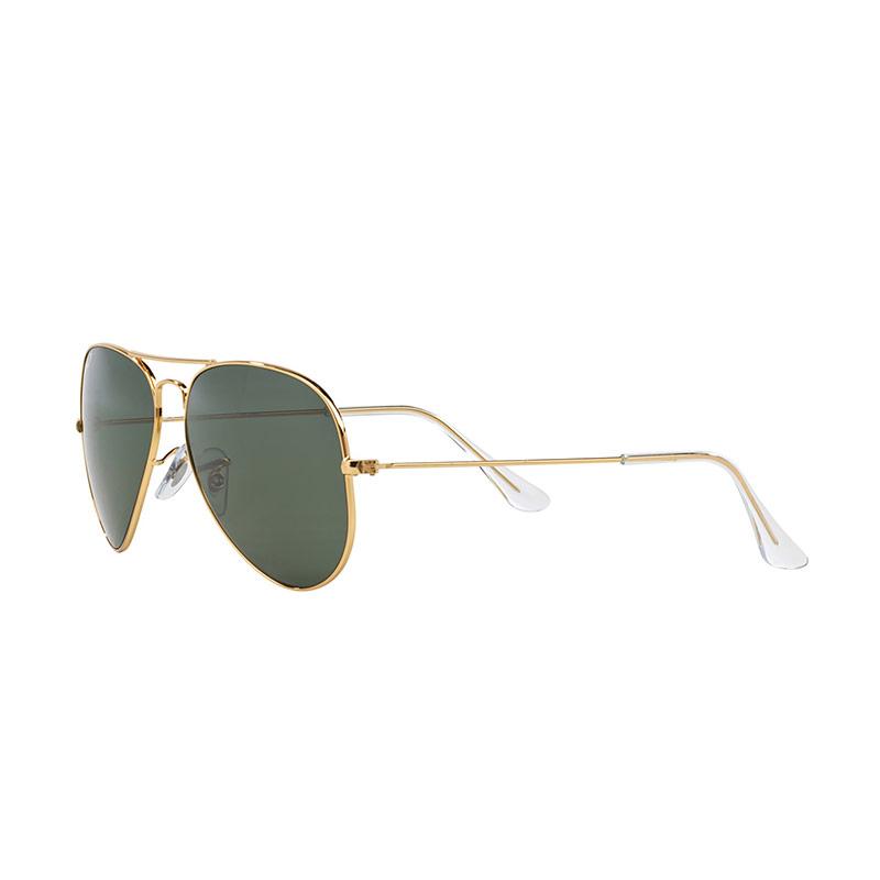 ray ban rb3025 aviator sunglasses black frame crystal green lens
