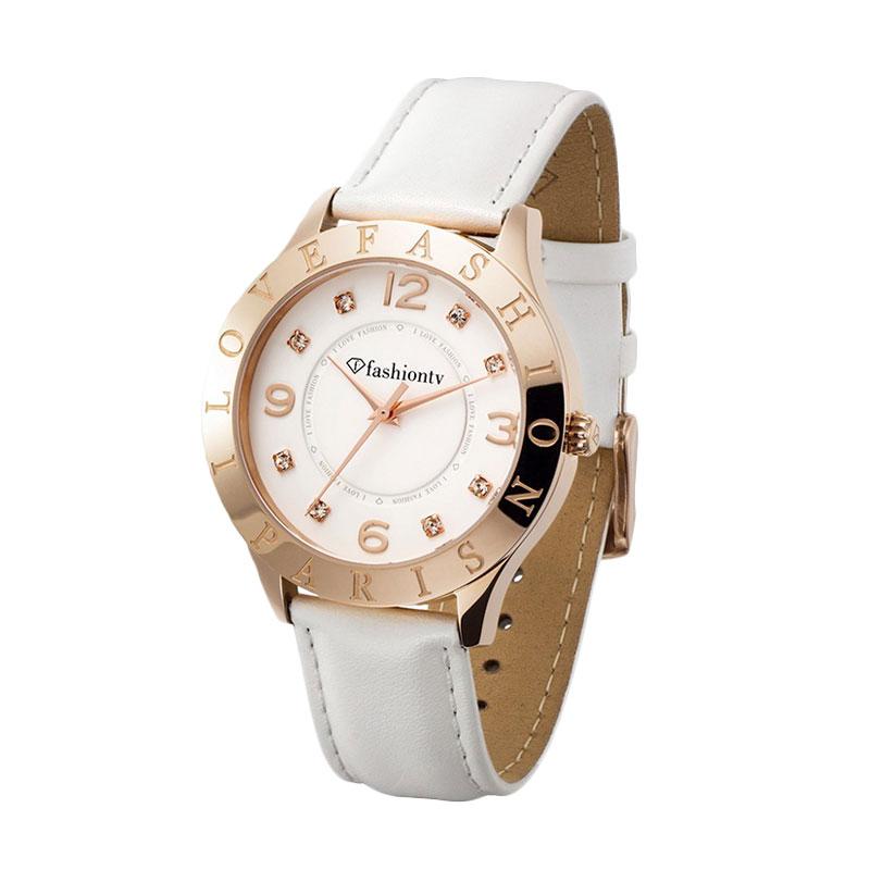 FashionTV FT0301 Sierra Watches Leather Strap Jam Tangan Pria dan Wanita - Putih