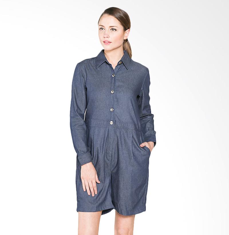 House of Ussy Collection Agrafina Playsuit Baju - Blue Denim