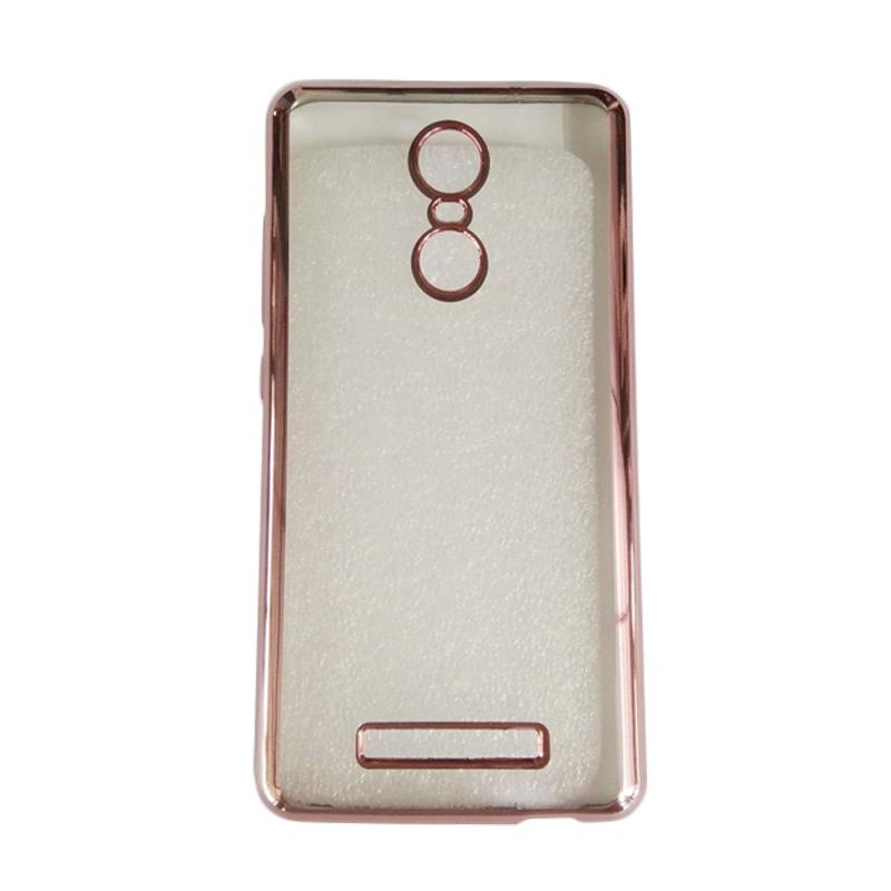 Jual Case Jelly Transparan Shiny Chrome List Softcase Casing for Xiaomi Redmi Note 3 - Pink