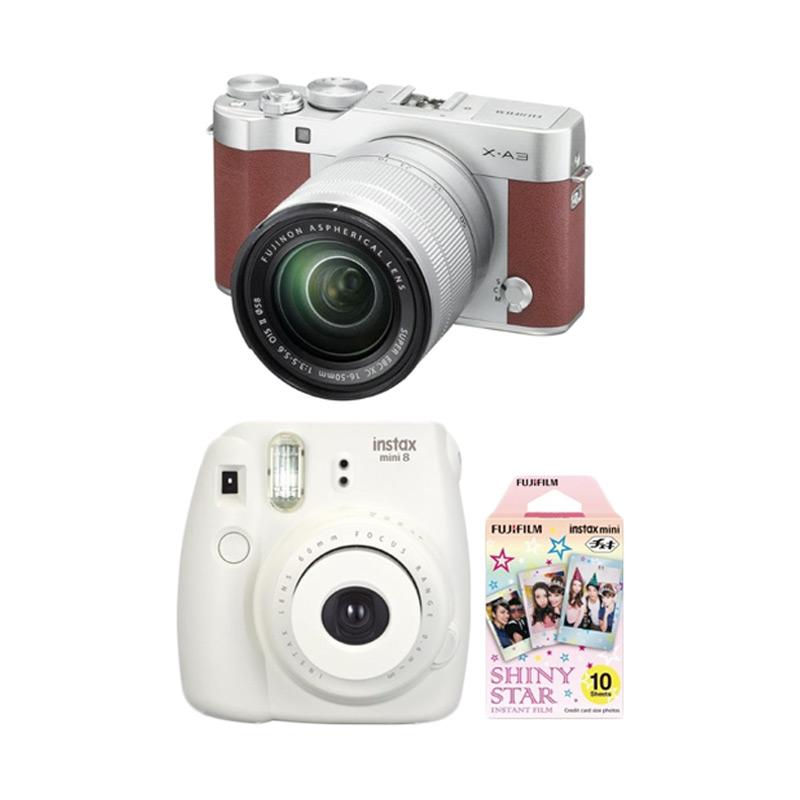 Hot Deals - Fujifilm X-A3 Kit Lens 16-50mm Kamera Mirrorless - Brown + Free Instax Mini 8 + SD 16GB