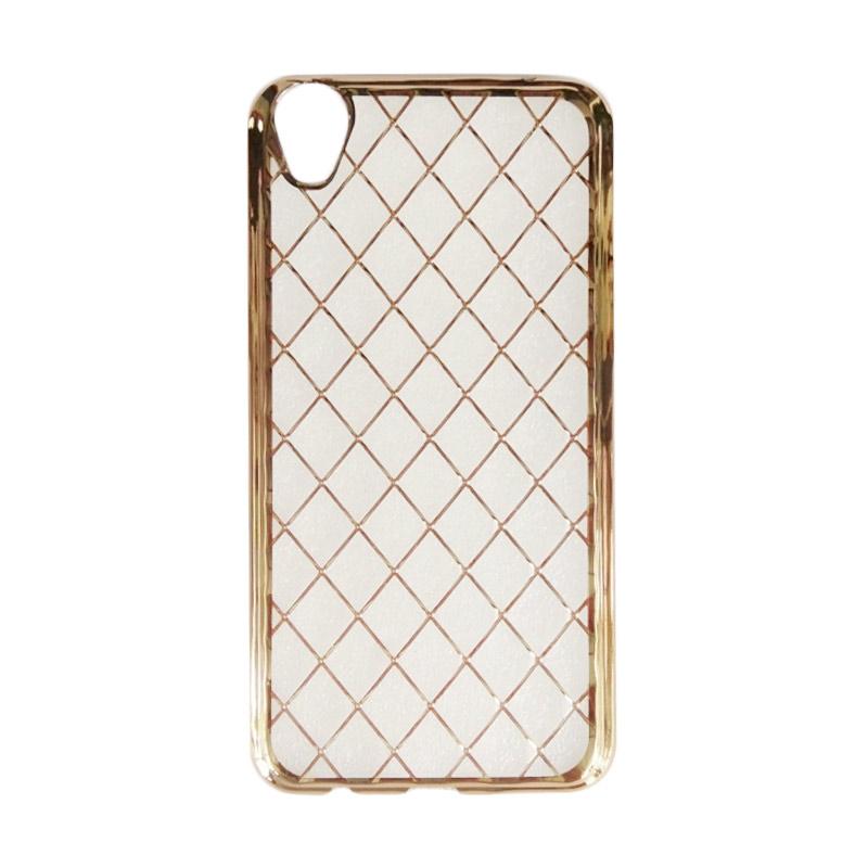 Case Jelly Transparan Shiny Chrome Square List Softcase Casing for Oppo Neo 9 A37 - Gold