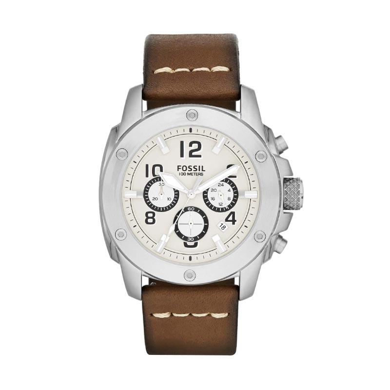 Fossil FS 4929 Modern Machine Chronograph Brown Leather Watch Jam Tangan Fashion Pria