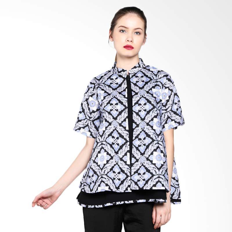Semata Wayang Ladies SWLS41505 Short Sleeve Shirt Batik Wanita - Black Blue