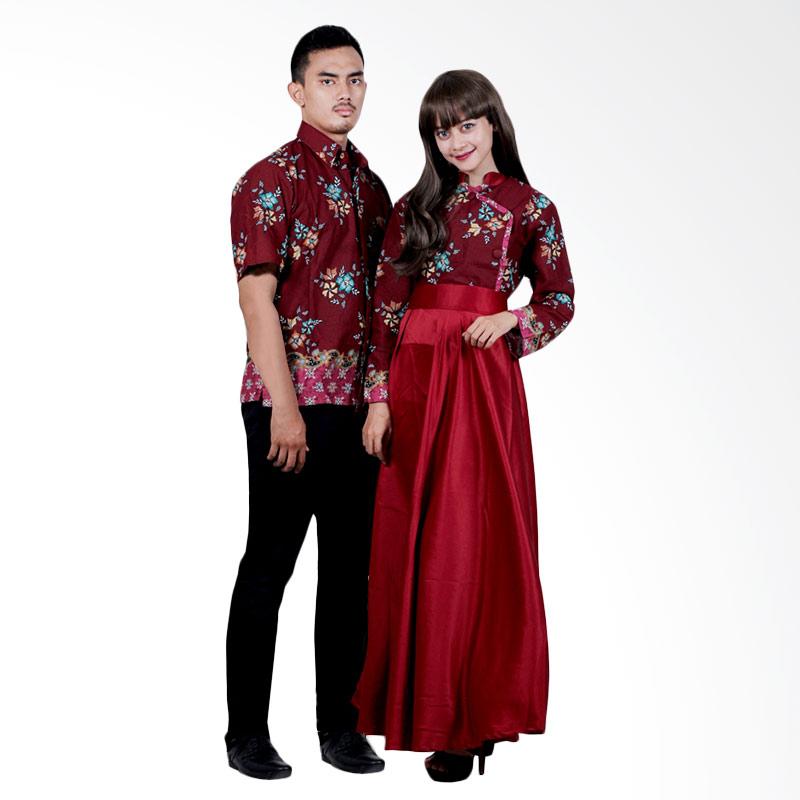 Batik Putri Ayu Solo SRG110 Sarimbit Gamis Modern Batik Couple - Merah
