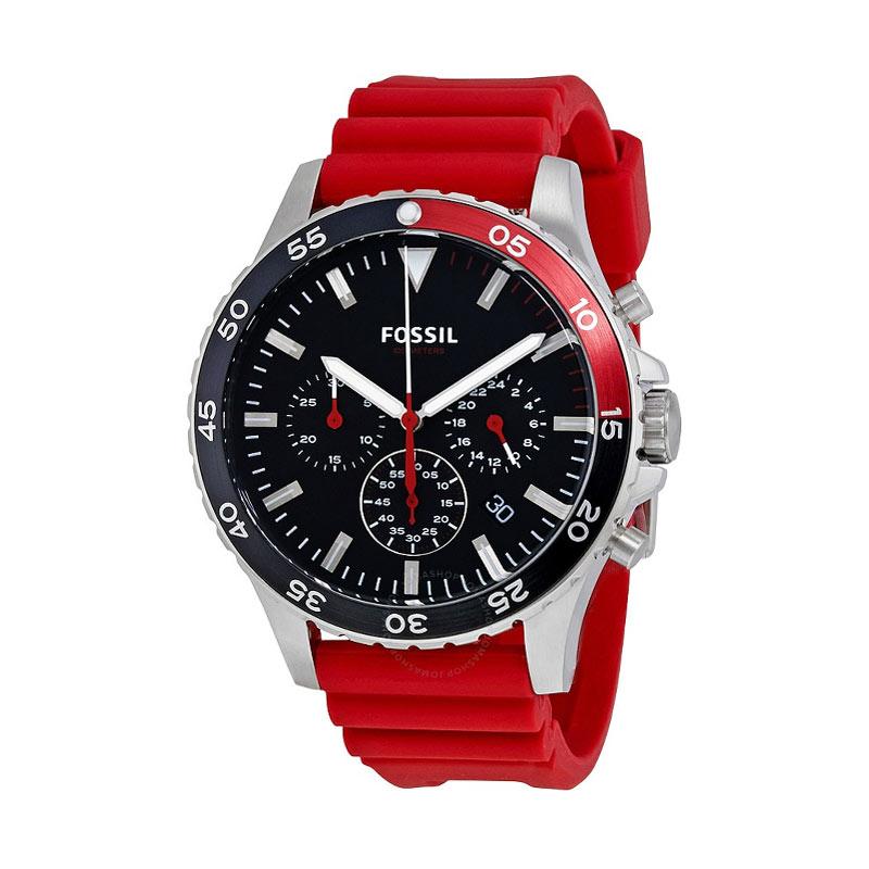 Fossil Crewmaster Sport Chronograph Silicon CH 3056 Jam Tangan Pria - Red