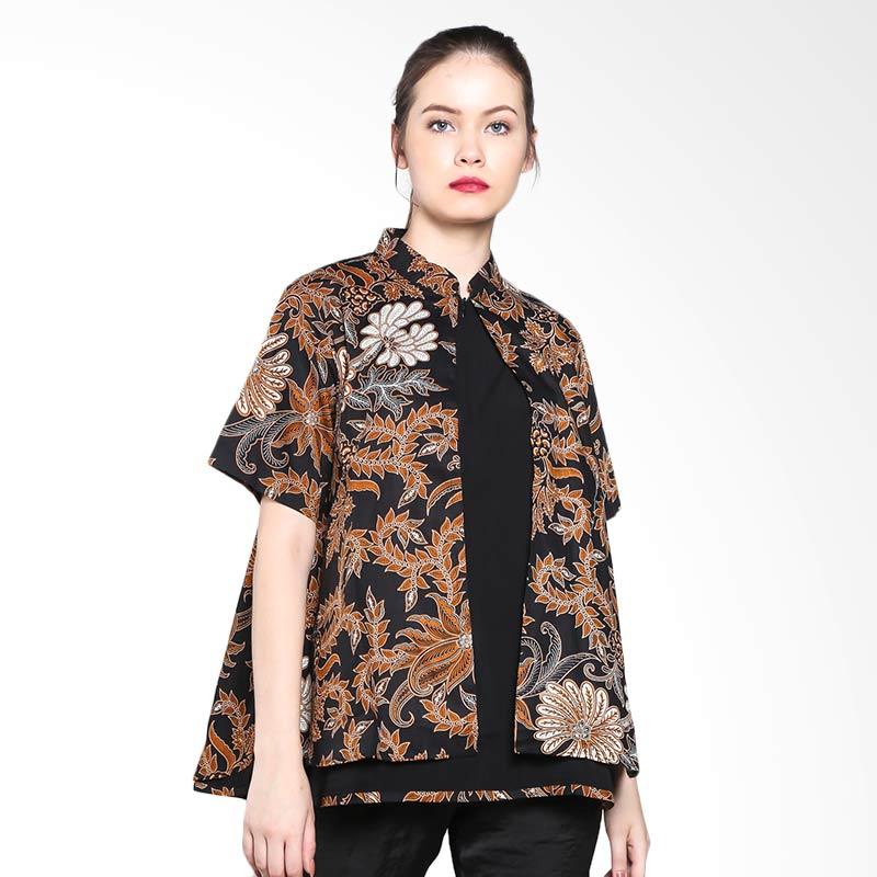Semata Wayang Ladies SWLS41503 Short Sleeve Shirt Batik Wanita - Black Brown