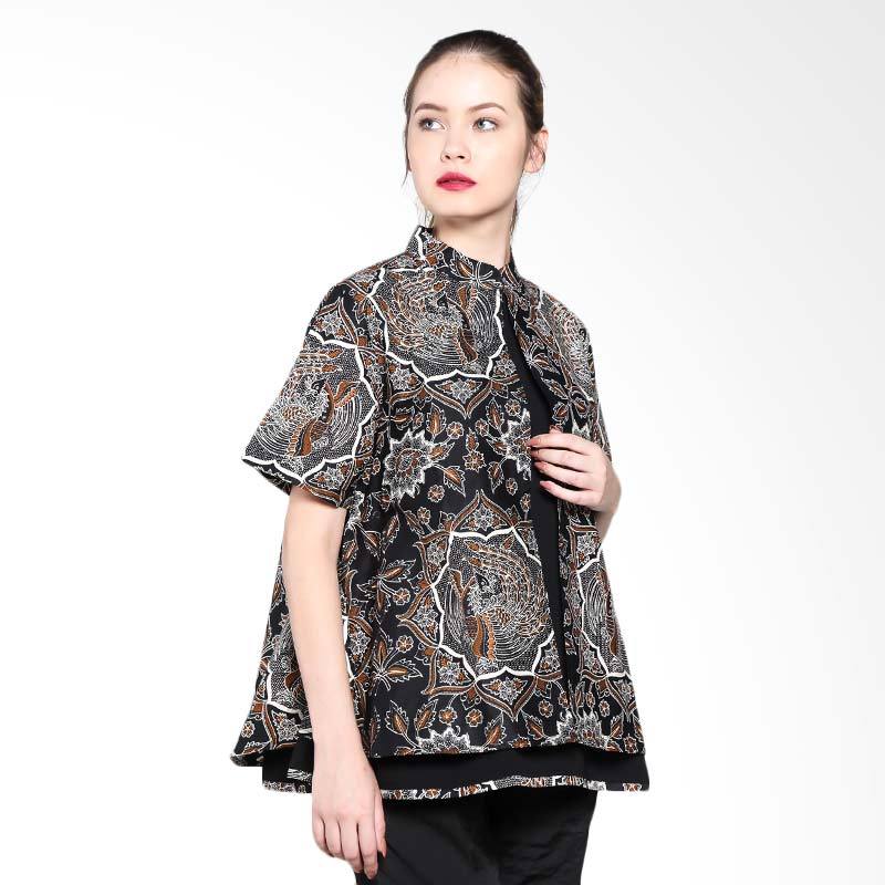 Semata Wayang Ladies SWLS41504 Short Sleeve Shirt Batik Wanita - Black Brown
