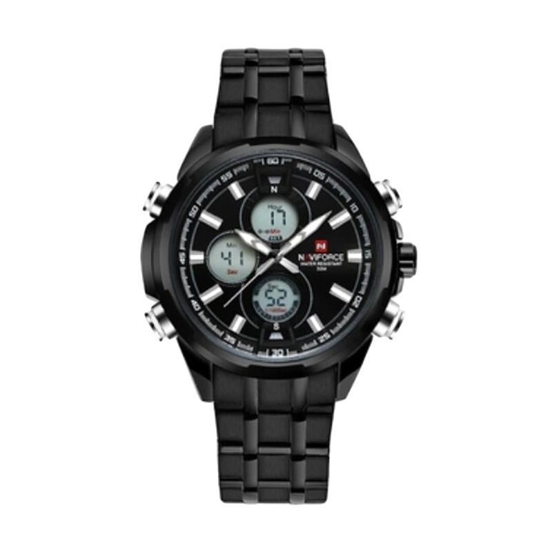 Naviforce Full Steel Quartz Digital LED Military Wrist Watch NF9049 Jam Tangan Pria