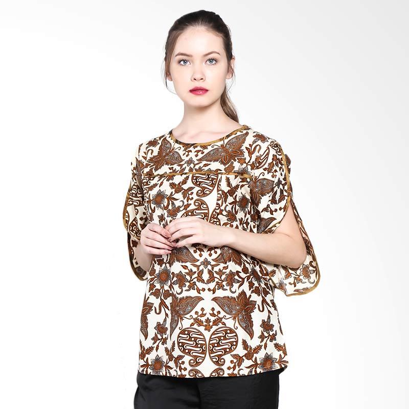 Semata Wayang Ladies SWLS41513 Short Sleeve Shirt Batik Wanita - Cream Brown
