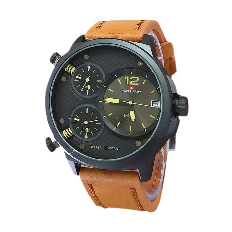 Swiss Army SA X02009C Triple Time Jam Tangan Pria - Coklat Muda Kuning