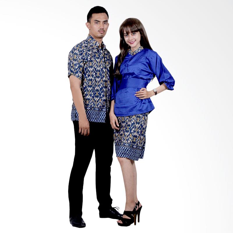 Batik Putri Ayu Solo Sarimbit Katun dan Velvet SRD16 Baju Batik Couple - Biru