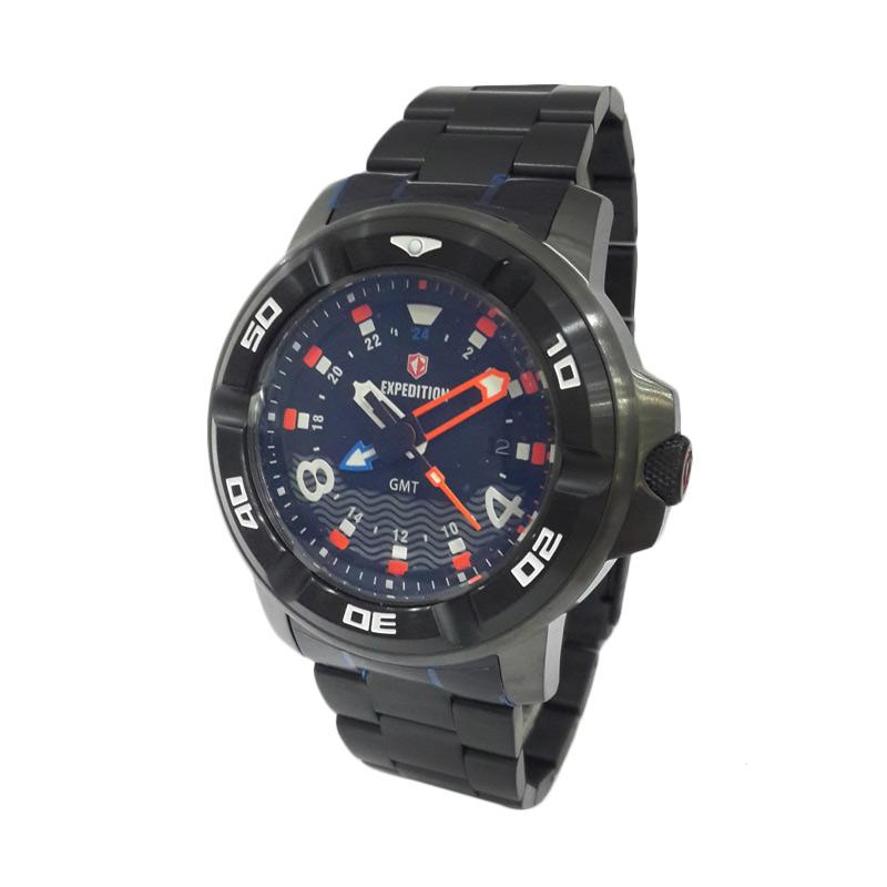 Expedition Sea Walkers Divers GMT 6711MDBIPBA Jam Tangan Pria with Extra Rubber Strap - Black