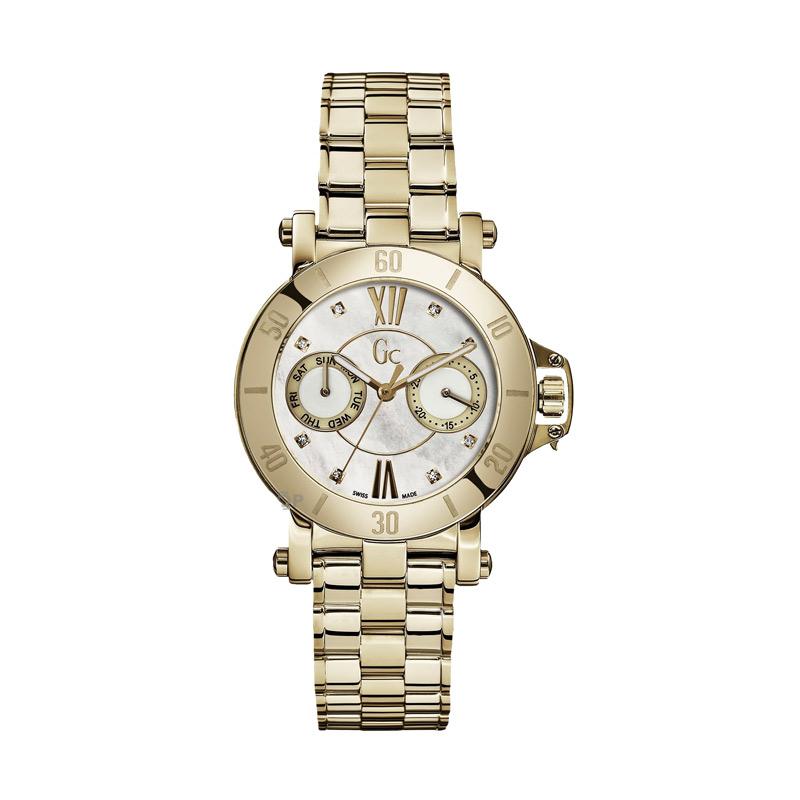 Guess Collection Gc Femme X74111L1S Stainless Jam Tangan Wanita - Gold White Diamond