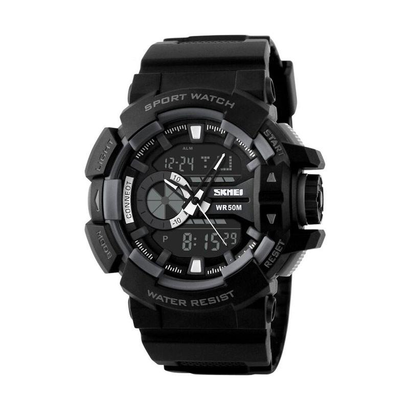 SKMEI Dual Time Digital Analog Multifunction Watch Rubber Strap Jam Tangan Pria AD1117 - Hitam Abu