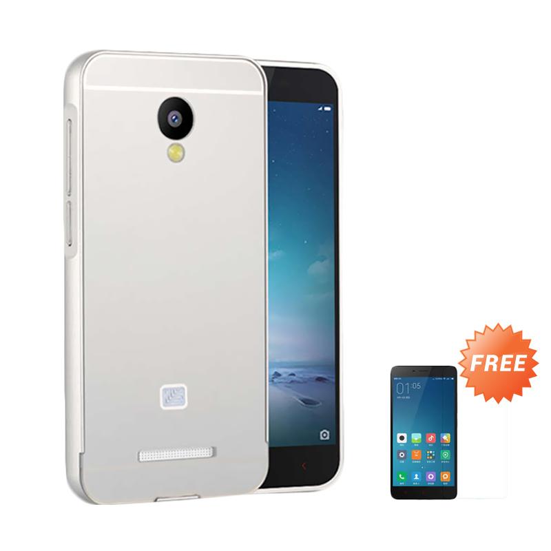 Case Aluminium Bumper with Sliding Casing for Xiaomi Redmi Note 2 - Silver + Free Tempered