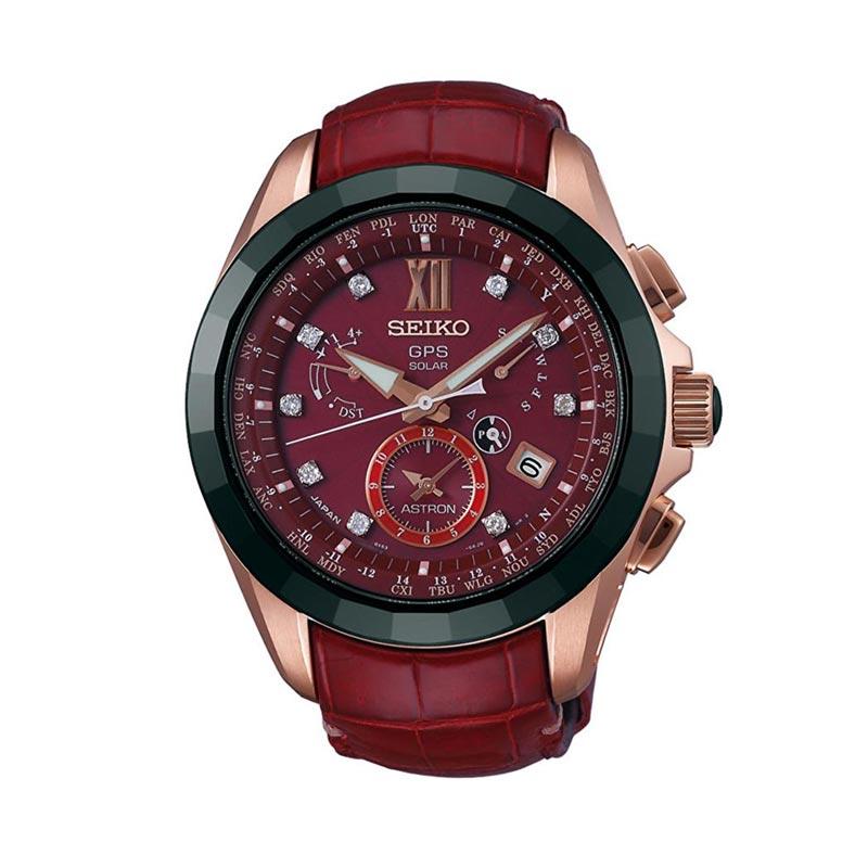 Seiko Astron GPS Dual Time Limited Edition with Diamonds SBXB080 Jam Tangan Pria - Red Rose Gold