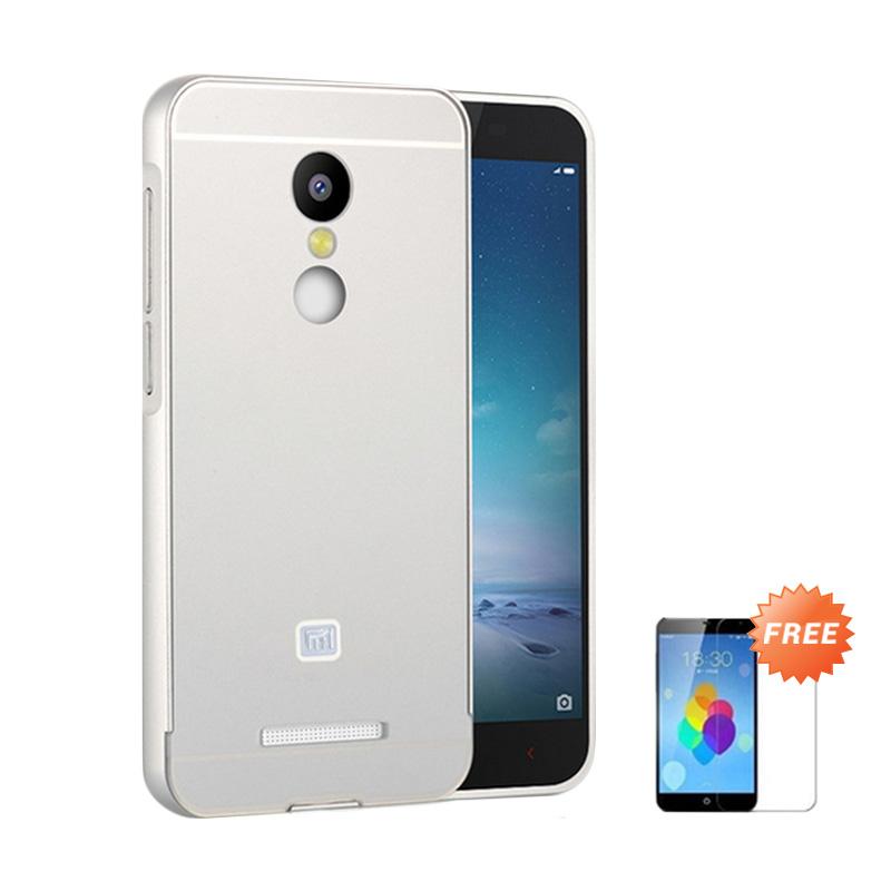Case Aluminium Bumper with Sliding Casing for Xiaomi Redmi Note 3 - Silver + Free Tempered