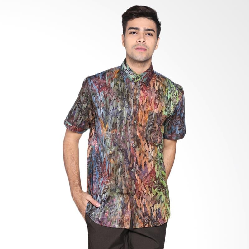 Batik Pria Tampan PKMPD-04081679C-Multi Men Multi Diagonal Ikat Slimfit Shirt Batik Pria