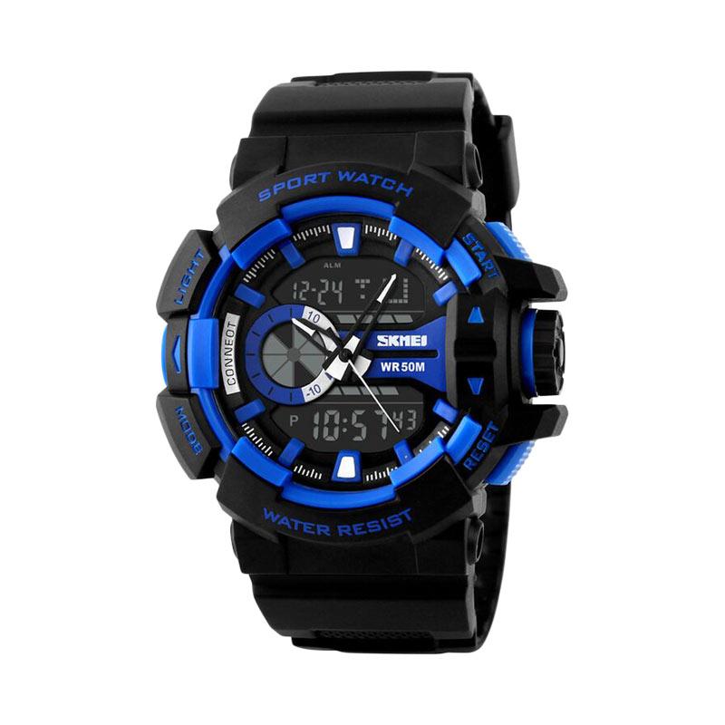 SKMEI Dual Time Digital Analog Multifunction Watch Rubber Strap Jam Tangan Pria AD1117 - Hitam Biru