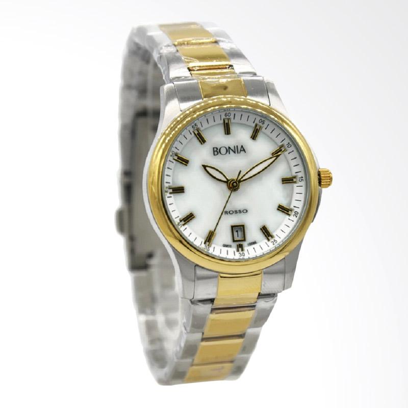 Bonia Rosso BNB10096-2152 Jam Tangan Wanita - Silver Kombinasi Gold Plat Putih