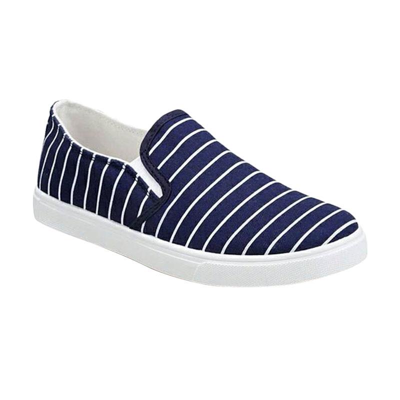 Khalista Collection Roundtoe Canvas Flatform Sepatu Slip On Wanita - Navy Blue