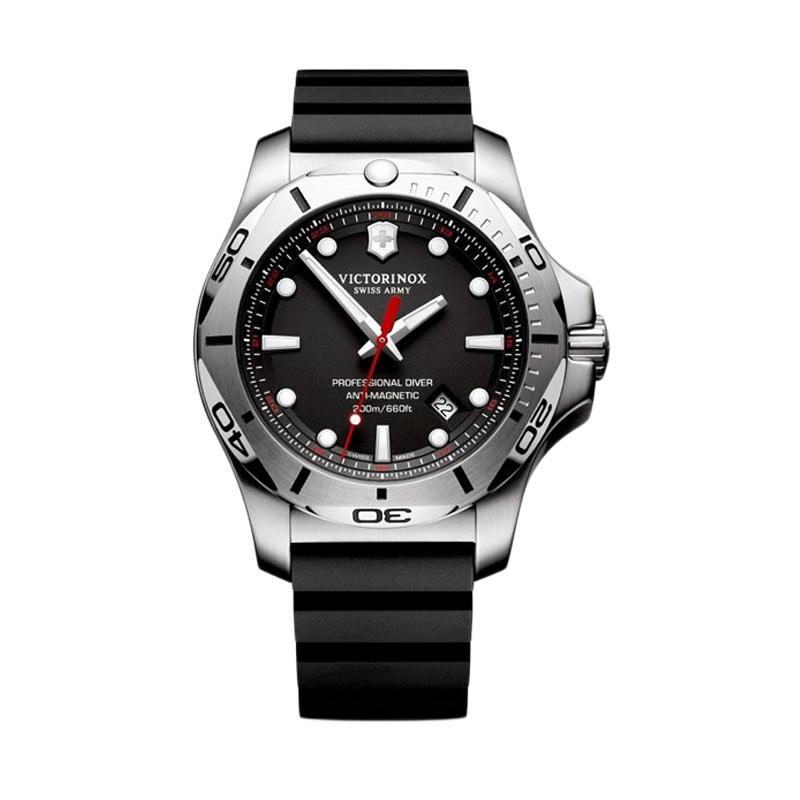 Victorinox Swiss Army I.N.O.X. Professional Diver Rubber Jam Tangan Pria 241733 - Black Silver