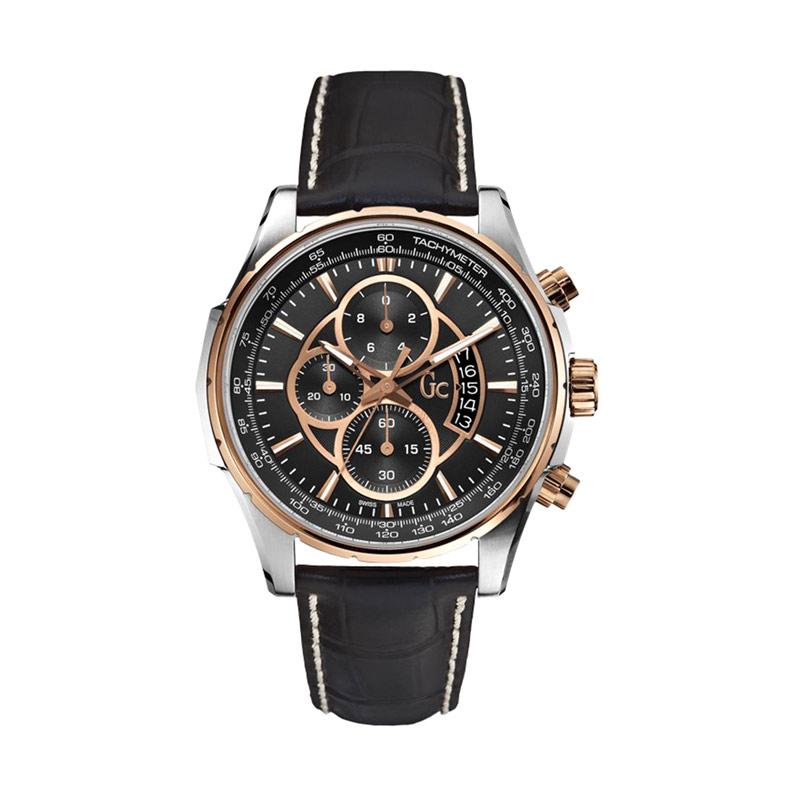 Guess Collection Chronograph Jam Tangan Pria Leather Gc TECHNOCLASS X81007G2S - Black Rosegold